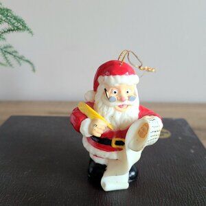 Vintage 60s plastic Santa Christmas tree ornament.
